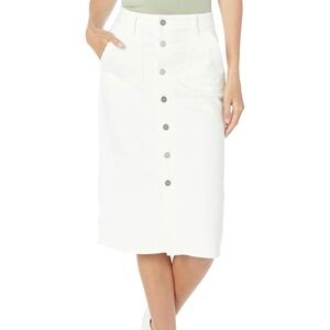 Paige Meadow Midi Skirt Utility Pockets Tonal Ecru Cream Denim Size 31 NWT